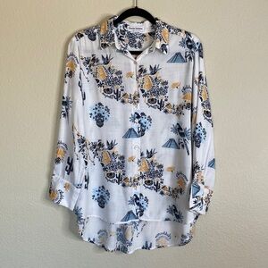 Charlie Holiday blouse shirt women’s 8 eight Viva Mexico shirt white long sleeve